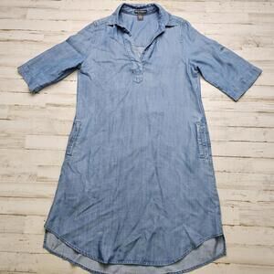 Chelsea & Theodore Women Dress SM Lyocell Soft Chambray Denim Sleeves Pockets